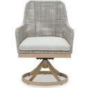 The appearance of Seton Creek Gray Outdoor Swivel Dining Chair Set of 2 designed by Signature Design by Ashley in the transitional interior design. This gray piece of furniture was selected by 1StopBedrooms from Seton Creek Collection to add a touch of cosiness and style into your home. Sku: P798-602A. Material: Metal.