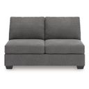 The appearance of Newellen Armless Loveseat In Greystone designed by Signature Design by Ashley in the modern / contemporary interior design. This greystone piece of furniture was selected by 1StopBedrooms from Newellen Collection to add a touch of cosiness and style into your home. Sku: NC4840534. Material: Fabric.