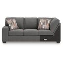 The appearance of Newellen Left-Arm Facing Sofa with Corner Wedge In Greystone designed by Signature Design by Ashley in the modern / contemporary interior design. This greystone piece of furniture  was selected by 1StopBedrooms from Newellen Collection to add a touch of cosiness and style into your home. Sku: NC4840548. Material: Fabric.