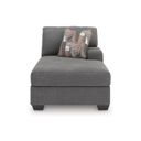 The appearance of Newellen Right-Arm Facing Corner Chaise In Greystone designed by Signature Design by Ashley in the modern / contemporary interior design. This greystone piece of furniture  was selected by 1StopBedrooms from Newellen Collection to add a touch of cosiness and style into your home. Sku: NC4840517. Material: Fabric.