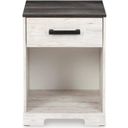 The appearance of Shawburn Whitewash/Charcoal Gray One Drawer Night Stand designed by Signature Design by Ashley in the transitional interior design. This white wash/charcoal gray piece of furniture was selected by 1StopBedrooms from Shawburn Collection to add a touch of cosiness and style into your home. Sku: EB4121-291. Material: Wood.