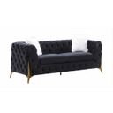 The appearance of Sheila Black Velvet Sofa designed by Premier Home in the modern / contemporary interior design. This black piece of furniture  was selected by 1StopBedrooms from Sheila Collection to add a touch of cosiness and style into your home. Sku: FS361-BK-SO. Material: Velvet.