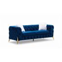 The appearance of Sheila Navy Velvet Sofa designed by Premier Home in the modern / contemporary interior design. This navy piece of furniture was selected by 1StopBedrooms from Sheila Collection to add a touch of cosiness and style into your home. Sku: FS361-NA-SO. Material: Velvet.