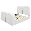 Shelyn Queen Bed with LED, Fireplace and Bluetooth In White and Chrome