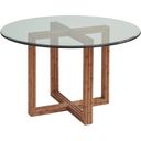 The appearance of Palm Desert Sheridan Glass Top Dining Table In Sonoran 01-0575-870-42C designed by Tommy Bahama in the transitional interior design. This sonoran piece of furniture was selected by 1StopBedrooms from Palm Desert Collection to add a touch of cosiness and style into your home. Sku: 575-870-42C. Table Top Shape: Round. Material: Glass. Size: 42".