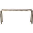 The appearance of Sheridan Sofa Table In Silver designed by Moti in the rustic / southwestern interior design. This silver piece of furniture  was selected by 1StopBedrooms from Sheridan Collection to add a touch of cosiness and style into your home. Sku: 63005001. Material: Metal.