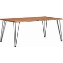 The appearance of Sherman Rectangular Dining Table Natural Acacia and Matte Black designed by Coaster in the country / farmhouse interior design. This natural acacia piece of furniture  was selected by 1StopBedrooms from Sherman Collection to add a touch of cosiness and style into your home. Sku: 190911B1;190911B2. Material: Wood. Table Top Shape: Rectangular. Size: 37" x 71".