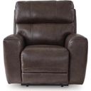 The appearance of Side Step Power Recliner In Smoke designed by Signature Design by Ashley in the modern / contemporary interior design. This smoke piece of furniture  was selected by 1StopBedrooms from Side Step Collection to add a touch of cosiness and style into your home. Sku: NCU6450613. Material: Leather Match.