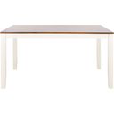 The appearance of Silio Rectangle Dining Table in White and Natural designed by Safavieh in the modern / contemporary interior design. This white/natural piece of furniture was selected by 1StopBedrooms from Silio Collection to add a touch of cosiness and style into your home. Sku: DTB9213A. Material: Wood. Table Top Shape: Rectangular. Size: 36" x 57".