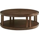 The appearance of Silverado Stinson Round Cocktail Table In Montecito designed by Lexington in the transitional interior design. This montecito piece of furniture was selected by 1StopBedrooms from Silverado Collection to add a touch of cosiness and style into your home. Sku: 740-949. Material: Wood.