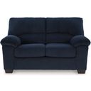 The appearance of Simplejoy Loveseat In Navy designed by Signature Design by Ashley in the modern / contemporary interior design. This navy piece of furniture was selected by 1StopBedrooms from Simplejoy Collection to add a touch of cosiness and style into your home. Sku: 2420535. Material: Fabric.
