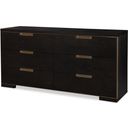 The appearance of Six Drawer Dresser In Mocha designed by Century Furniture in the modern / contemporary interior design. This mocha piece of furniture  was selected by 1StopBedrooms from Cadence Collection to add a touch of cosiness and style into your home. Sku: CA3-205. Material: Oak Veneer.