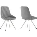 The appearance of Skye Swivel Gray Velvet and Brushed Stainless Steel Dining Room Chair Set of 2 designed by Armen Living in the glam interior design. This light gray piece of furniture was selected by 1StopBedrooms from Skye Collection to add a touch of cosiness and style into your home. Sku: LCSKSIGR. Material: Fabric.