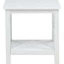 The appearance of Skyview Square Pine Wood Side End Table with Shelf In White designed by Coaster in the coastal interior design. This white piece of furniture  was selected by 1StopBedrooms from Skyview Collection to add a touch of cosiness and style into your home. Sku: 722087. Material: Pine.