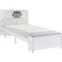 The appearance of Sloane Twin Bookcase Platform Bed with Hidden Desk, Stool and Storage Bench In White designed by Homelegance in the traditional interior design. This white piece of furniture was selected by 1StopBedrooms from Sloane Collection to add a touch of cosiness and style into your home. Sku: B2024WHBC-1;B2024WHBC-3. Bed Type: Platform Bed. Material: Wood. Bed Size: Twin.