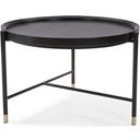 The appearance of Soho Round Coffee Table In Dark Ash and Brass designed by Howard Elliott in the modern / contemporary interior design. This dark ash/brass piece of furniture  was selected by 1StopBedrooms from Soho Collection to add a touch of cosiness and style into your home. Sku: 36063. Material: Wood.