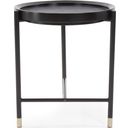 The appearance of Soho Round Side Table In Dark Ash and Brass designed by Howard Elliott in the modern / contemporary interior design. This dark ash/brass piece of furniture  was selected by 1StopBedrooms from Soho Collection to add a touch of cosiness and style into your home. Sku: 36064. Material: Wood.