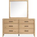 The appearance of Somerset Landscape Mirror In Butternut designed by Magnussen in the modern / contemporary interior design. This butternut piece of furniture  was selected by 1StopBedrooms from Somerset Collection to add a touch of cosiness and style into your home. Sku: B5684-40. Material: Oak Veneer.