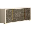 The appearance of Sonia Dresser In Pearl designed by J&M in the modern / contemporary interior design. This pearl piece of furniture  was selected by 1StopBedrooms from Sonia Collection to add a touch of cosiness and style into your home. Sku: 18554-D. Material: MDF.