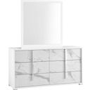 The appearance of Sonia Dresser In White and Grey designed by J&M in the modern / contemporary interior design. This white and grey piece of furniture  was selected by 1StopBedrooms from Sonia Collection to add a touch of cosiness and style into your home. Sku: 19965-D. Material: Wood.
