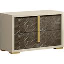 The appearance of Sonia Night Stand In Pearl Metallic designed by J&M in the modern / contemporary interior design. This pearl piece of furniture  was selected by 1StopBedrooms from Sonia Collection to add a touch of cosiness and style into your home. Sku: 18554-NS. Material: MDF.
