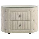 The appearance of Sonya 2-drawer Upholstered Nightstand Bedside Table In Ivory designed by Coaster in the modern / contemporary interior design. This ivory piece of furniture was selected by 1StopBedrooms from Sonya Collection to add a touch of cosiness and style into your home. Sku: 360112. Material: Fabric.