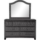 The appearance of Sophia Mirror In Grey designed by Galaxy Home Furnishings in the modern / contemporary interior design. This gray piece of furniture  was selected by 1StopBedrooms from Sophia Collection to add a touch of cosiness and style into your home. Sku: 733569211203. Material: Wood.