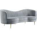 The appearance of Sophia Upholstered Sofa with Camel Back Grey and Gold designed by Coaster in the modern / contemporary interior design. This grey piece of furniture was selected by 1StopBedrooms from Sophia Collection to add a touch of cosiness and style into your home. Sku: 506864. Material: Upholstered.