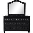 The appearance of Sophia Upholstery Dresser Made With Wood In Black designed by Galaxy Home Furnishings in the modern / contemporary interior design. This black piece of furniture was selected by 1StopBedrooms from Sophia Collection to add a touch of cosiness and style into your home. Sku: 808857844910. Material: Wood.
