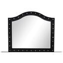 The appearance of Sophia Upholstery Mirror Made With Wood In Black designed by Galaxy Home Furnishings in the modern / contemporary interior design. This black piece of furniture was selected by 1StopBedrooms from Sophia Collection to add a touch of cosiness and style into your home. Sku: 808857545039. Material: Wood.
