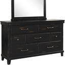 The appearance of Spruce Creek Black Dresser designed by Bernell in the transitional interior design. This black piece of furniture was selected by 1StopBedrooms from Spruce Collection to add a touch of cosiness and style into your home. Sku: 1708-130. Material: Pine.