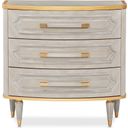 The appearance of St. Charles 3-Drawer Nightstand In Dove Gray designed by Michael Amini in the transitional interior design. This dove gray piece of furniture was selected by 1StopBedrooms from St. Charles Collection to add a touch of cosiness and style into your home. Sku: 9088040-803. Material: Poplar Solid.