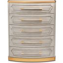 The appearance of St. Charles 5-Drawer Highboy Chest In Dove Gray designed by Michael Amini in the transitional interior design. This dove gray piece of furniture was selected by 1StopBedrooms from St. Charles Collection to add a touch of cosiness and style into your home. Sku: 9088070SA-803. Material: Poplar Solid.
