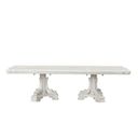 The appearance of Stella Mia Dining Table In Ivory designed by Furniture of America in the traditional interior design. This ivory piece of furniture was selected by 1StopBedrooms from Stella Mia Collection to add a touch of cosiness and style into your home. Sku: FM31000WH-T-1;FM31000WH-T-2. Table Top Shape: Rectangular. Size: 44" x 114". Material: Solid Rubberwood.