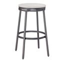The appearance of Stockton White Oak Seat Backless Swivel Bar Stool designed by American Woodcrafters in the transitional interior design. This white piece of furniture was selected by 1StopBedrooms from Stockton Collection to add a touch of cosiness and style into your home. Sku: B1-130-30W. Material: Metal.