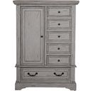 The appearance of Stonebrook Light Distressed Antique Gray Gentlemans Chest designed by American Woodcrafters in the transitional interior design. This gray piece of furniture  was selected by 1StopBedrooms from Stonebrook Collection to add a touch of cosiness and style into your home. Sku: 7820-181. Material: Rubberwood.