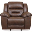 The appearance of Stoneland Power Recliner In Chocolate designed by Signature Design by Ashley in the modern / contemporary interior design. This chocolate piece of furniture  was selected by 1StopBedrooms from Stoneland Collection to add a touch of cosiness and style into your home. Sku: 3990498. Material: Faux Leather.