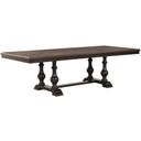 The appearance of Stonington Brown And Charcoal Brown Extendable Dining Table designed by Homelegance in the transitional interior design. This brown and gray piece of furniture was selected by 1StopBedrooms from Stonington Collection to add a touch of cosiness and style into your home. Sku: 5703-104;5703-104B. Material: Wood. Table Top Shape: Rectangular. Size: 104" x 44".