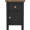 The appearance of Stormy Ridge Chairside Table In Chicory and Black designed by A-America in the transitional interior design. This chicory and black piece of furniture was selected by 1StopBedrooms from Stormy Ridge Collection to add a touch of cosiness and style into your home. Sku: STOBL7020. Material: Solid Rubberwood.