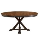 The appearance of Stormy Ridge Chickory And Black Extendable Oval Dining Table designed by A-America in the transitional interior design. This black and brown piece of furniture was selected by 1StopBedrooms from Stormy Ridge Collection to add a touch of cosiness and style into your home. Sku: STOBL625B;STOBL625T. Table Top Shape: Oval. Material: Rubberwood. Size: 63" x 48".