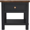 The appearance of Stormy Ridge End Table In Chicory and Black designed by A-America in the transitional interior design. This chicory and black piece of furniture was selected by 1StopBedrooms from Stormy Ridge Collection to add a touch of cosiness and style into your home. Sku: STOBL7010. Material: Solid Rubberwood.
