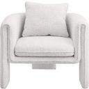 The appearance of Stylus Boucle Fabric Accent Chair In Cream designed by Meridian in the modern / contemporary interior design. This cream piece of furniture was selected by 1StopBedrooms from Stylus Collection to add a touch of cosiness and style into your home. Sku: 425Cream. Material: Boucle.