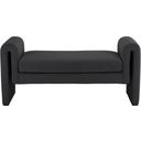 The appearance of Stylus 51 Inch Boucle Fabric Bench In Black designed by Meridian in the modern / contemporary interior design. This black piece of furniture was selected by 1StopBedrooms from Stylus Collection to add a touch of cosiness and style into your home. Sku: 149Black. Material: Wood.
