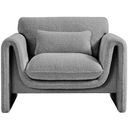 The appearance of Stylus Boucle Fabric Chair In Grey designed by Meridian in the modern / contemporary interior design. This grey piece of furniture  was selected by 1StopBedrooms from Stylus Collection to add a touch of cosiness and style into your home. Sku: 198Grey-C. Material: Boucle.