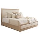 The appearance of Sunset Key Grayson Queen Upholstered Bed In Sand Drift designed by Tommy Bahama in the modern / contemporary interior design. This sand drift piece of furniture was selected by 1StopBedrooms from Sunset Key Collection to add a touch of cosiness and style into your home. Sku: 578-143C. Material: Fabric. Bed Size: Queen. Bed Type: Upholstered Bed.