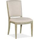 The appearance of Surfrider Carved Back Side Chair set of 2 designed by Hooker in the transitional interior design. This beige piece of furniture was selected by 1StopBedrooms from Surfrider Collection to add a touch of cosiness and style into your home. Sku: 6015-75411-80. Material: Fabric.