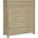 The appearance of Surfrider Six-Drawer Chest designed by Hooker in the transitional interior design. This light wood piece of furniture  was selected by 1StopBedrooms from Surfrider Collection to add a touch of cosiness and style into your home. Sku: 6015-90010-80. Material: Veneer.