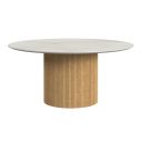Sutton Round Coffee Table with Faux Marble Top and Base In Natural and White