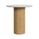 Sutton Round End Table with Faux Marble Top and Base In Natural and White