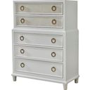 The appearance of Switchgrass Chest In White designed by American Woodcrafters in the transitional interior design. This white piece of furniture was selected by 1StopBedrooms from Switchgrass Collection to add a touch of cosiness and style into your home. Sku: 3410-150. Material: Hardwood.